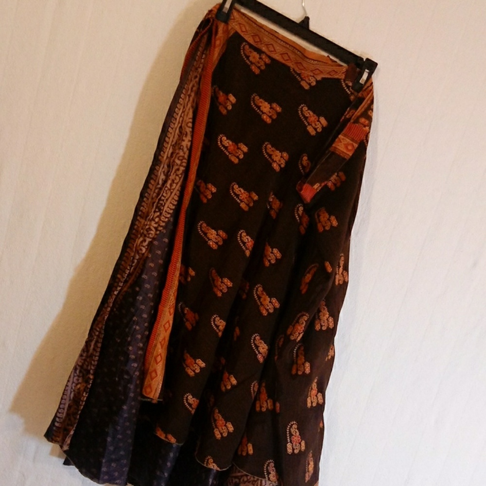 Wrap maxi skirt, 100% silk